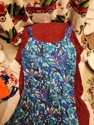 #ad #ad Rainbow Jo Vibrant Blue Turquoise. Pink and Green Strap Dress Size Large $8.99