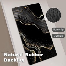 Extra Long Bath Rug, Black and Gold Marble Decor Non Slip Bath Runner Rug with R