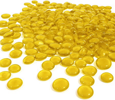 Flat Glass Marbles Yellow   1 Lb 100 Pcs, 17  20 Mm Decorative Glass Pebbles
