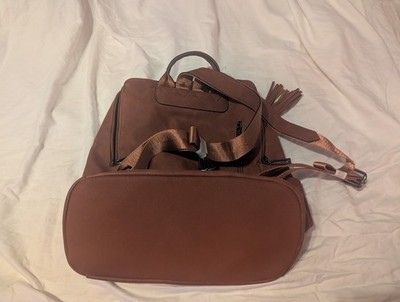 Shrrie Crossbody Backpack Leather Bag with Outer Pockets - Brown