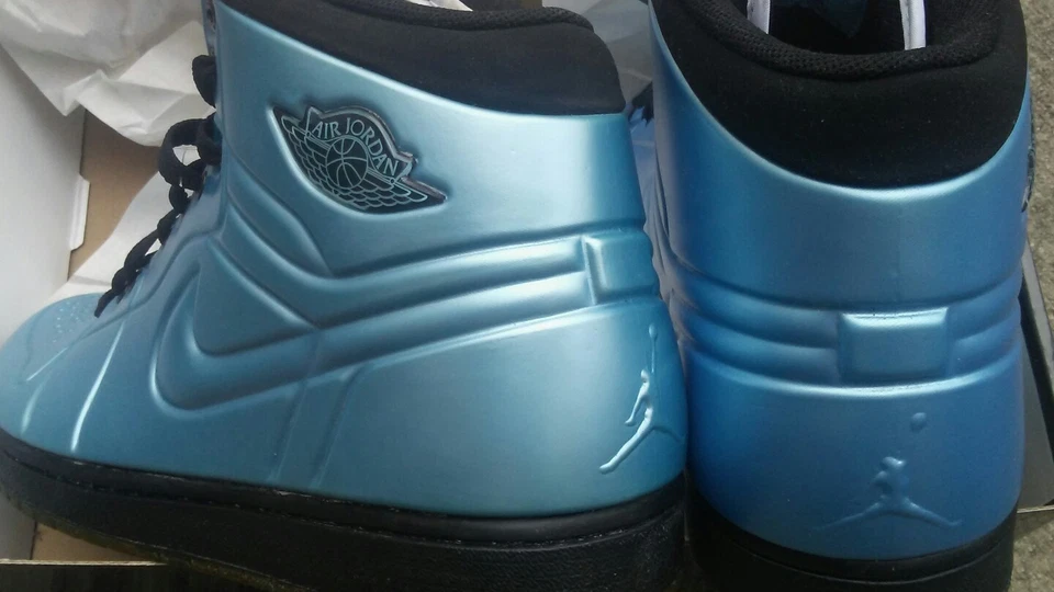 TÊNIS DE BASQUETE AIR JORDAN Retro AJ 1 anodizado Nike AZUL preto TAMANHO EUA 10 - Imagem 3 de 4