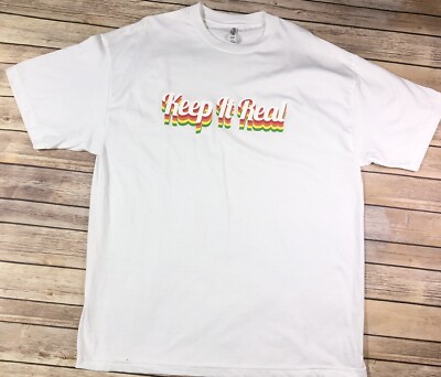 Mens XL T Shirt ''Keep It Real'' White NWOT Size XL
