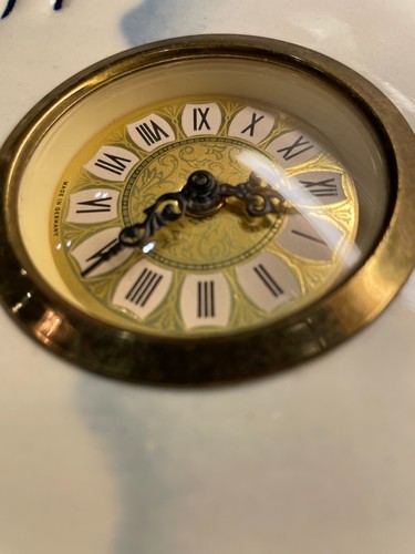 West Germany Porcelain Wind Up Clock M.W Mercedes Delft Motif Belgian Blue 417 - Picture 14 of 24