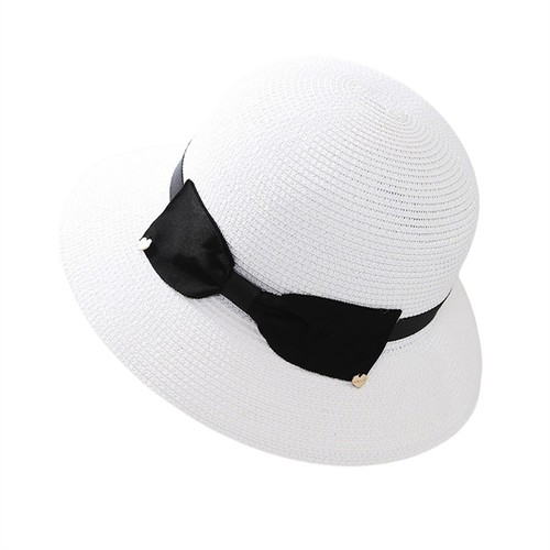 Chapeau de Soleil Femme Pliable Été Chapeau de Paille Protection UV Chapeau de Plage pour Voyage - Photo 12/12