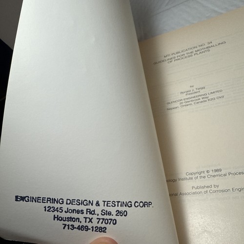 Guidelines for the mothballing of process plants MTI Publication no. 34 1989-98 - Bild 2 von 10