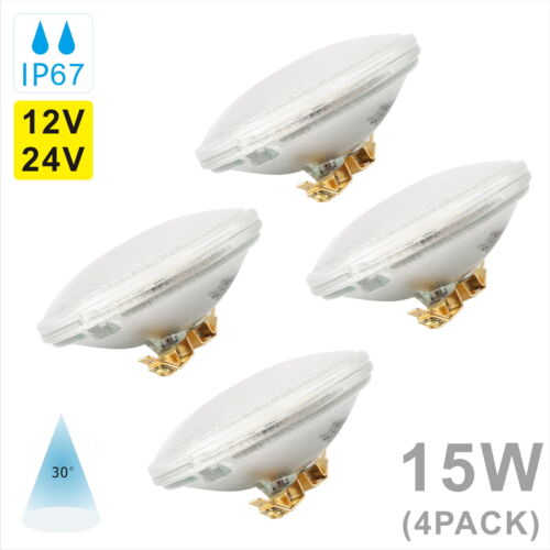 4 Pcs LED Lighting Bulb PAR36 15W 12V-24V Screw Terminals Waterproof Narrow Beam - Picture 1 of 10