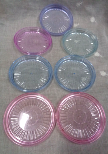 Lot/7 TUPPERWARE Multicolor Acrylic Drink Coasters ~ 3-5/16" D - Picture 2 of 2