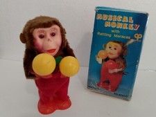 MUSICAL MONKEY W/ Rattling Maracas WINDUP TOY 3228c China Box Incuded