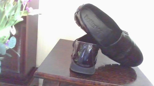 LADIES HOTTER FLAT SHOES SIZE 4 BLACK PATENT LEATHER ,CUSHIONED INSOLE SLIP ON - Picture 8 of 11