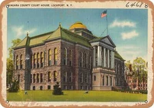METAL SIGN - New York Postcard - Niagara County Court House, Lockport, N. Y.