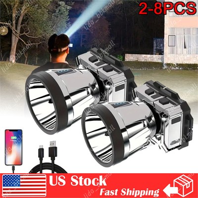 2-8PCS LED Headlamp Bright Flashlight Rechargeable Headlight Motion Sensor Lamp