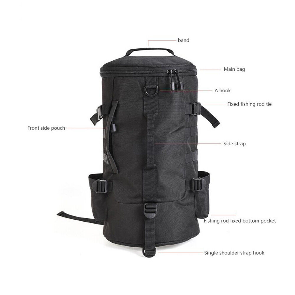 Cylindrical Fishing Gear Backpack Cylinder Fishing Rod Holder Gear Outdoor  Bag