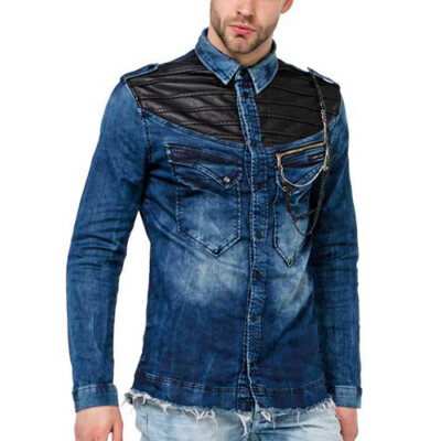 Cipo & Baxx LUBBOCK Herren Shirt Blau CH137 Denim alle Gr. Neu