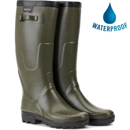 Aigle Benyl M Mens Green Tall Pull On Wellington Boots Wellies