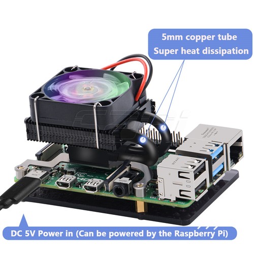 52Pi Low-Profile Ice Tower Cooling Fan LED Light for Raspberry Pi 4 B / 3B+ - Picture 5 of 15