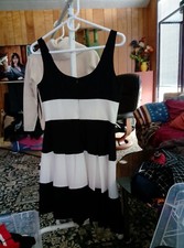 RALPH LAUREN Women's Black White Surplice Belted Dress SZ 6P  Petite Stretch NWT