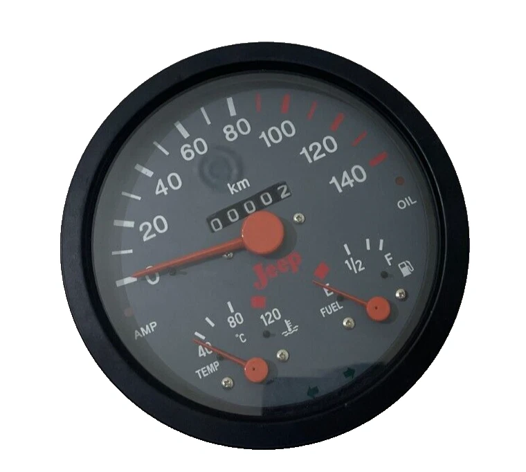 Speedo Cum Temperature Fuel Meter & Amp. Oil Indicator For Willys Jeeps |Fit For - Imagem 3 de 4