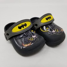 Crocs Boys Black Batman Slingback Strap Round Toe Slip On Comfort Clog Size C4
