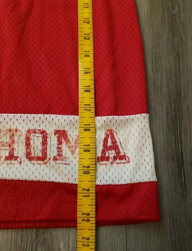 VTG 70s Artex OKLAHOMA Red White Nylon Mesh Sports Jersey Shirt BOYS Sz M FLAWS - Picture 8 of 15