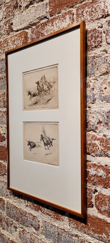 Edward Borein -Cowboys Chasing a Longhorn Bull-1920s Original Etchings - 第 8/9 張圖片
