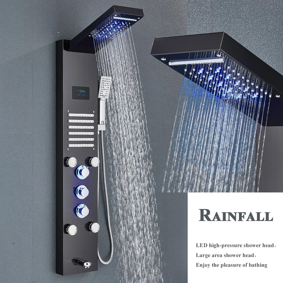Stainless steel Shower Panel Tower System LED Rain Waterfall Shower Massage Jets - Image 3 of 4