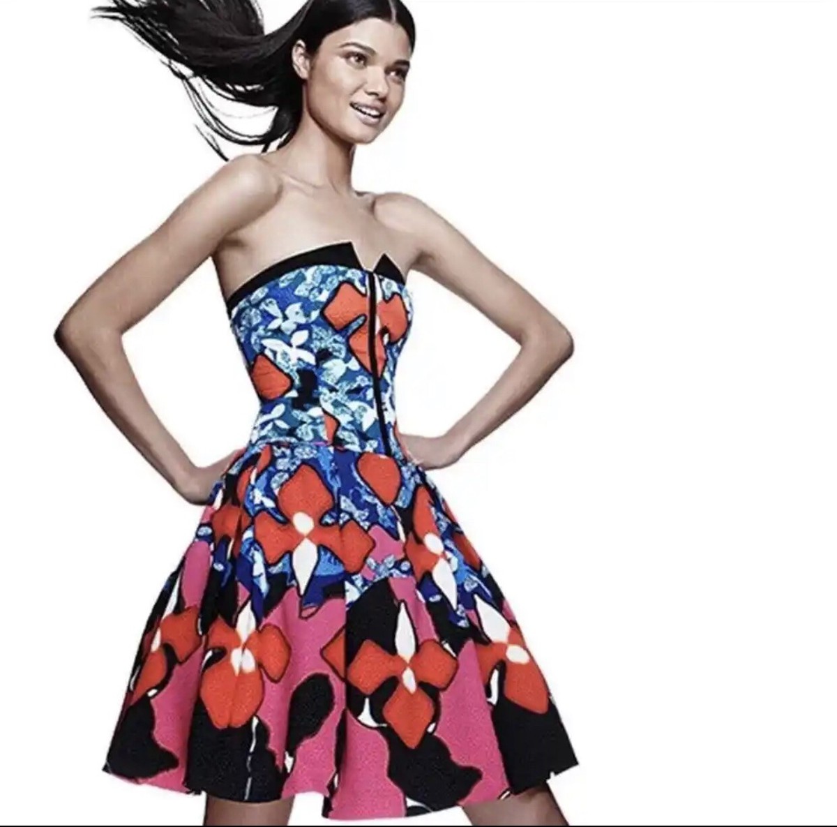 Peter Pilotto X Target Red Floral Strapless Fit and Flare Dress - Size 14 Peter Pilotto X Target Red Floral Strapless Fit and Flare Dress - Size 14