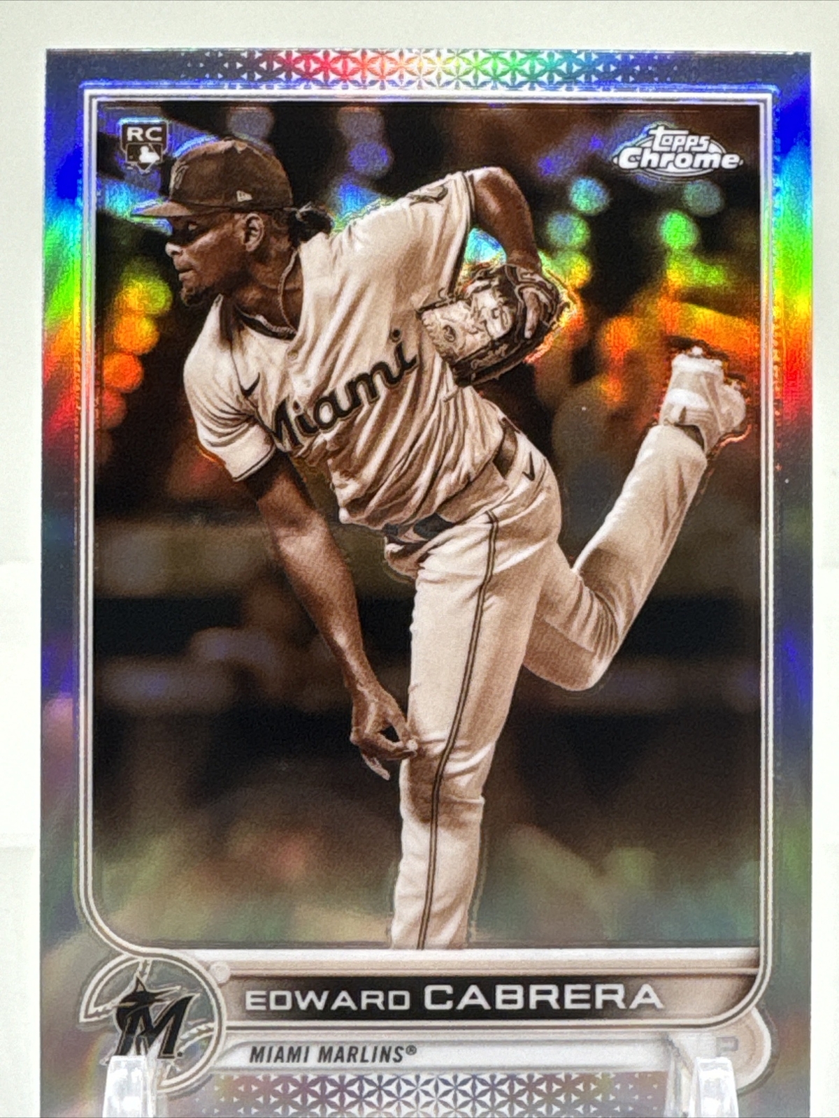 2022 Topps Chrome Edward Cabrera Sepia Refractor RC #64 Miami Marlins