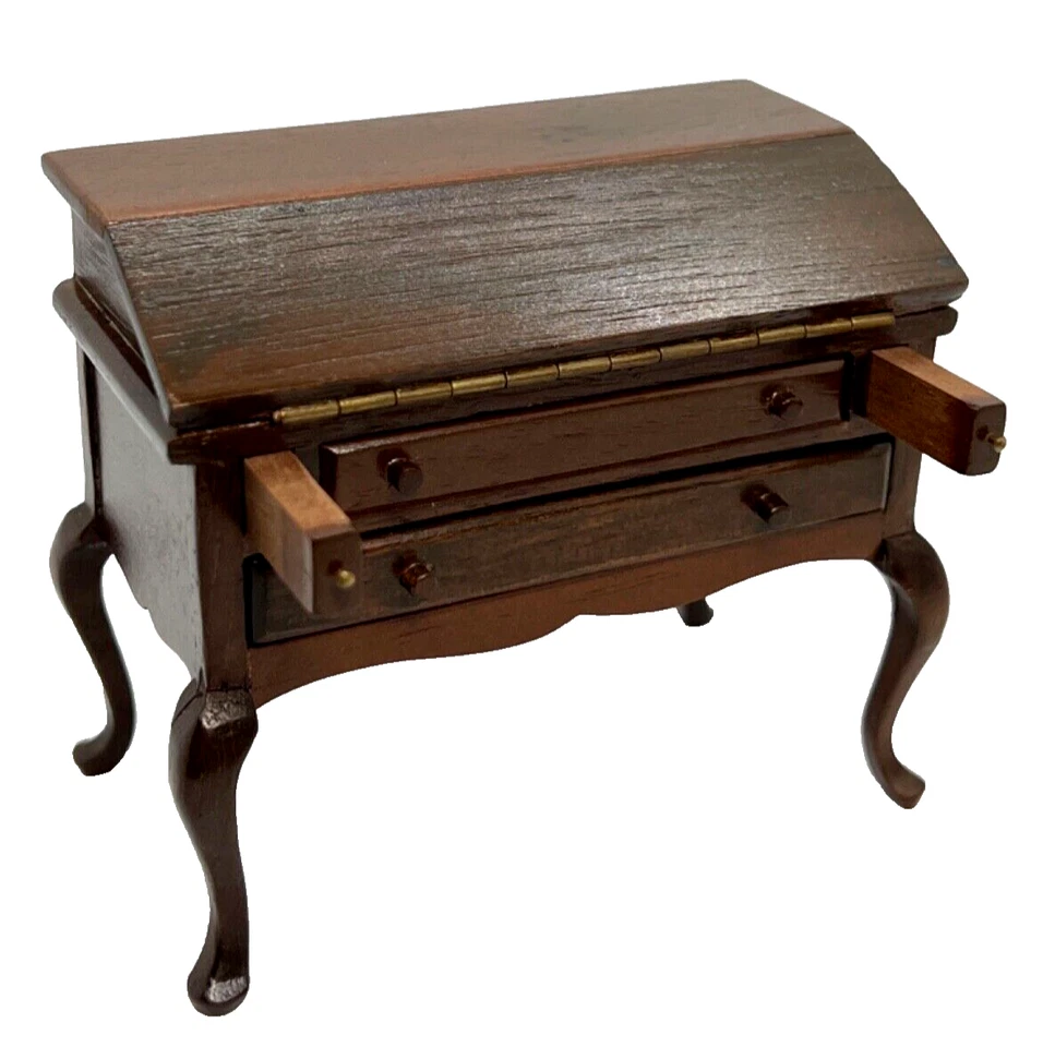 Sonia Messer Queen Anne Escritorio desplegable Casa de muñecas Miniatura Muebles Caja 1:12 Foto 3 de 4