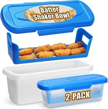 Batter Breader Shaker Bowl with Lid, 2-pack Mess Free Breading Shaker Bowl