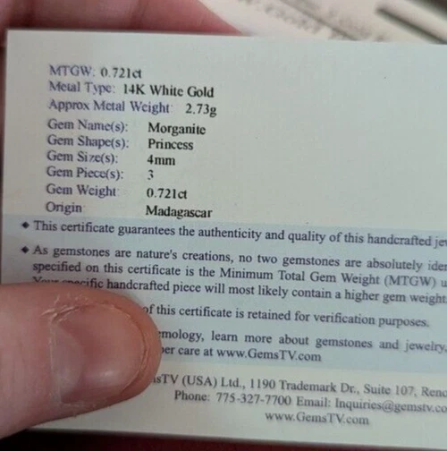 Anillo Morganita Oro Blanco 14k Corte Princesa Talla 7 De Colección Foto 4 de 4
