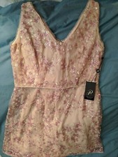 NWT Anthropologie BHLDN Adrianna Papell Pink Adaliz Dress A Line Glitter Sz 12