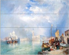 Grand Canal Venice T. Moran Sea Sky Tile Mural Kitchen Backsplash Marble Ceramic