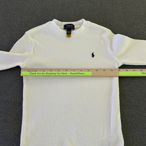 Polo Ralph Lauren Boys Thermal Shirt 6 Long Sleeve White Cotton Pony Logo Preppy - Picture 6 of 9