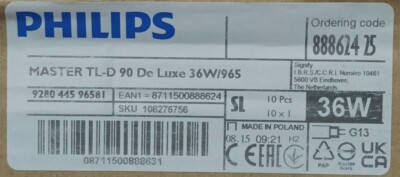 PHILLIPS Master TL-D 90 De Luxe 36W/965 SLV/10 (Box of 10)