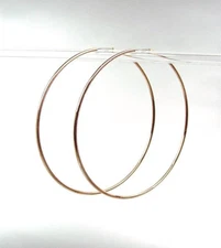 GORGEOUS Lightweight Thin Rose Gold Continuous INFINITY Round Hoop Earrings