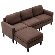3 Seat Modern Sectional Sofa Couch Sofa w/ L-Shaped Chaise Living Room Furniture