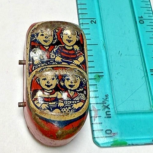 OLD VINTAGE HTF RARE  RED CAR TO TOY CHEIN TIN LITHO WINDUP ROLLER COASTER