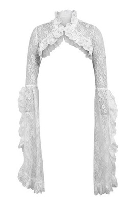 White Lace Shrug Bolero Jacket w/ Bell Sleeves Gothic Victorian Lolita Vampire