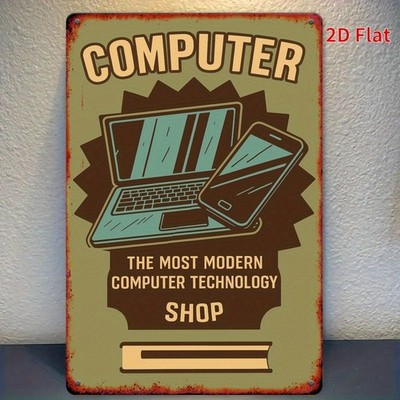 Computer Shop Metal Sign Vintage Retro Tech Office Wall Art Decoration Gift