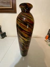 Large Murano Style Hand Blown Art Glass Vase Multicolor Swirl 17
