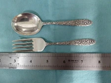 550. Manchester Sterling Baby Set Fork Spoon "Southern Rose" No Mono Exc Cond.