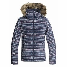 Roxy Girls Blue Tribal Aztec Print Fur Trim H...