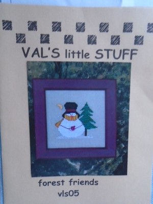 Val s Little Stuff''Forest Friends vls05''Cross Stitch Chart with Buttons & Fabric