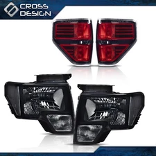 Black Headlights+Red Tail Lights Set Fit For 2009-2014 Ford F-150 F150 Pickup