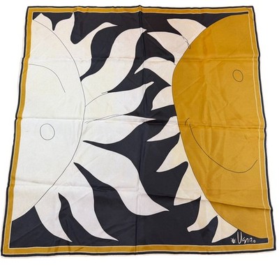 RARE Vintage Vera Neumann Celestial Sun Scarf Abstract Smiley Face Mod Art 25x25