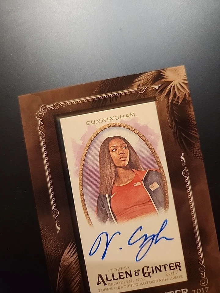 Mini autógrafo Topps Allen Ginter 2017 A&G enmarcado Vashti Cunningham High Jumper Foto 3 de 4