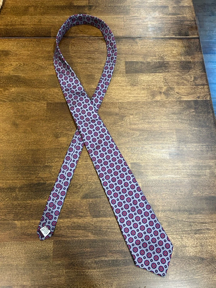 Cavalier Vintage Classic Geometric Pattern Silk Tie Necktie - Image 4 of 4
