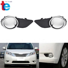 Front Bumper Fog Light Cover Chrome Trim For Toyota Sienna XLE LE 2011-2017