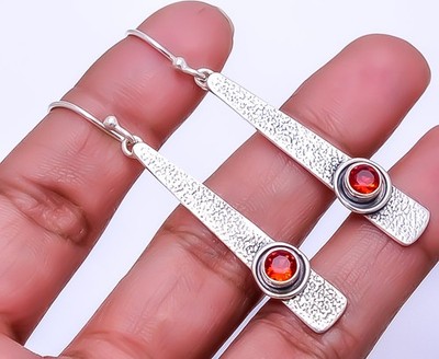 Red Garnet Designer 925 Sterling Silver Earring 2.34'', Christmas Gift E14022