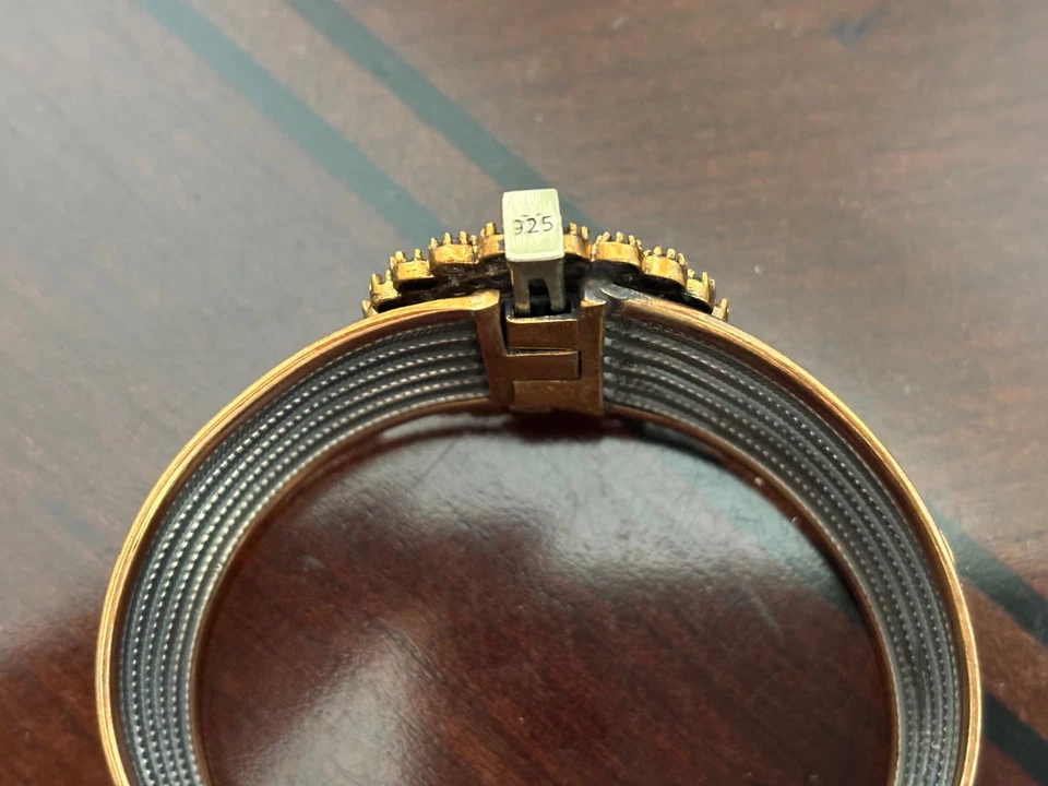 VINTAGE FAUX RUBIES DIAMONDS EMERALD COPPER ACCENT 325 8 Karat Turkish BRACELET - Image 4 of 4